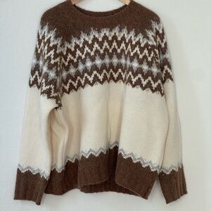 J. Crew Brown and Cream Knit Sweater